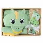 恐竜DEIGO！キュートなフードタオル＆ラトルソックスギフトセットで赤ちゃんも笑顔！