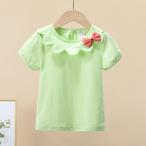 ☆グリーン☆ 90cm 丸襟カットソー キッズ半袖—季節を彩る万能アイテム