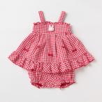 キュートな秋の新生児ファッション！メゾピアノのウサギマスコット付きギンガムスーツ