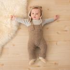 プティマインの新生児向けニットサロペット×ロンパースセット！秋冬コーデに最適