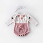 赤ちゃんに優しい！花刺繍付きニットロンパースでおしゃれ＆快適