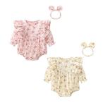 赤ちゃんのためのかわいらしいロンパース2点セット！秋&春にぴったりなルームウェア