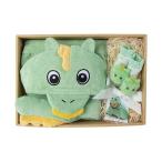 赤ちゃんの快適さを追求！ディーゴ フード付バスタオル＆ラトルソックスセット ザウルス