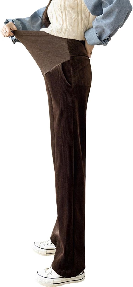 妊娠中もオシャレで快適！あったか裏起毛マタニティコーデュロイパンツ