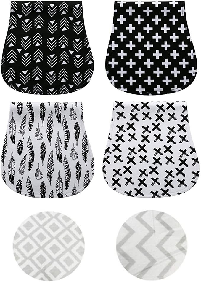 赤ちゃんの快適な育児をサポート！MIllefa Baby 6点セット 吐き戻し防止 ベビー用タオル（ブラック）